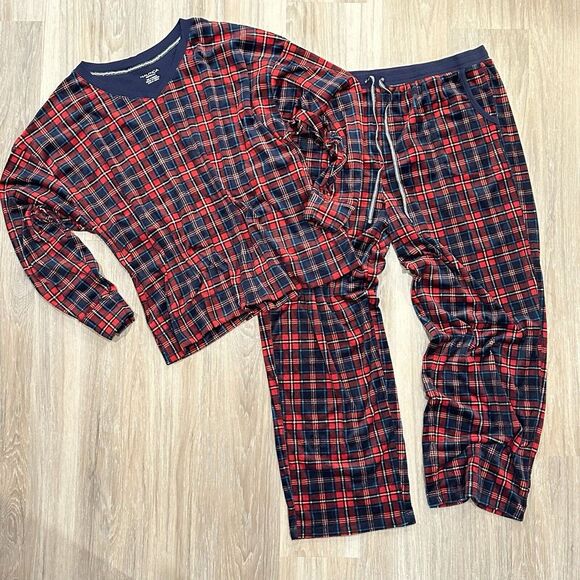 NAUTICA Women's Red Blue Plaid PJ's Small Pajamas Soft Fleece Lounge Set Siz XXL - Picture 1 of 12